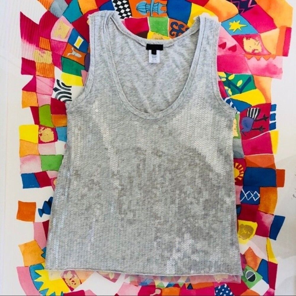J. Crew Collection Sequin Tank, Gray, Size XS NWOT Minimalist